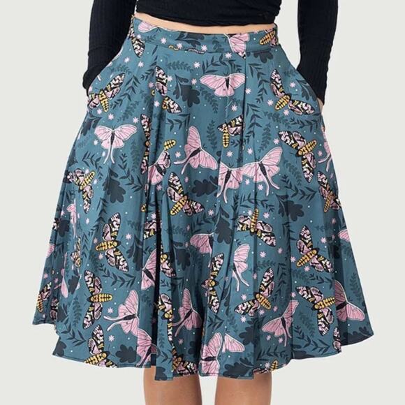 Eva Rose Luna Moth Cotton Skirt Sz L - Picture 1 of 6